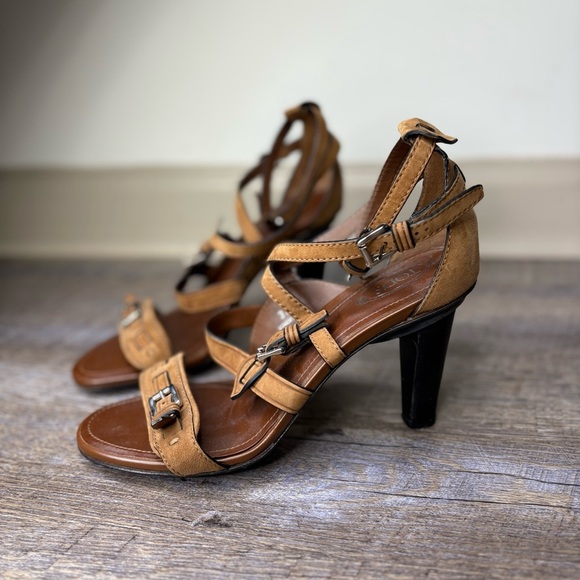 Tods Strappy Heels Leather Buckle Sandals Size 38.5 - Picture 1 of 10